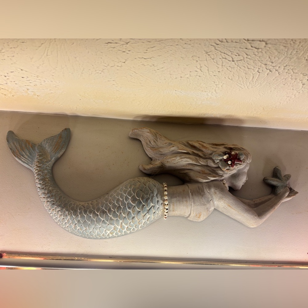 Huge MERMAID SCULPTURE 25x10 with pearls starfish jewelry - Picture 16 of 16